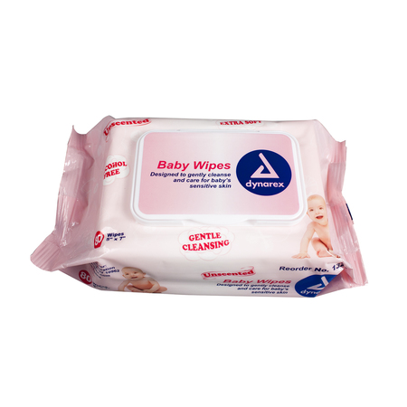 DYNAREX Baby Wipes unscented with Plastic Lid - 5"x7" 1328